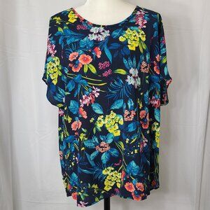 Navy flowers top